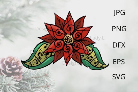 Download Christmas Poinsettia with Music Notes - Poinsettia Collection