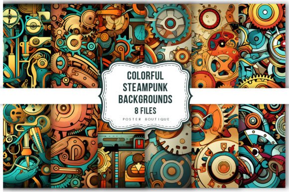 Download Colorful Steampunk Pattern Backgrounds P - Premium Bundle