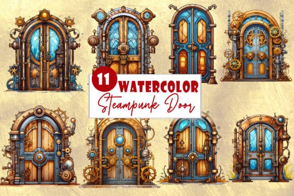Download Steampunk Door Watercolor Clipart Bundle - Premium Bundle