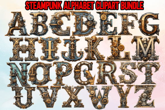 Download Steampunk Alphabet Clipart Bundle - Steampunk Collection